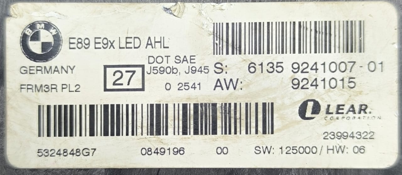 BMW 1/3 SERIES E90 E92 X1 E84 FRM FOOTWELL LIGHT CONTROL MODULE 9241007-01 5-12 - Image 6