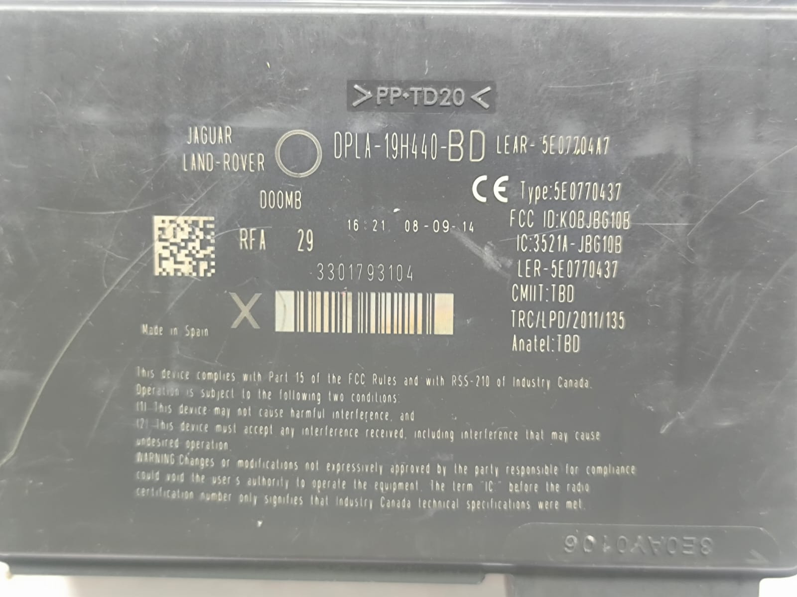 RANGE ROVER EVOQUE KEYLESS CONTROL MOUDLE DPLA-19H440-BD 2010-2020 - Image 7